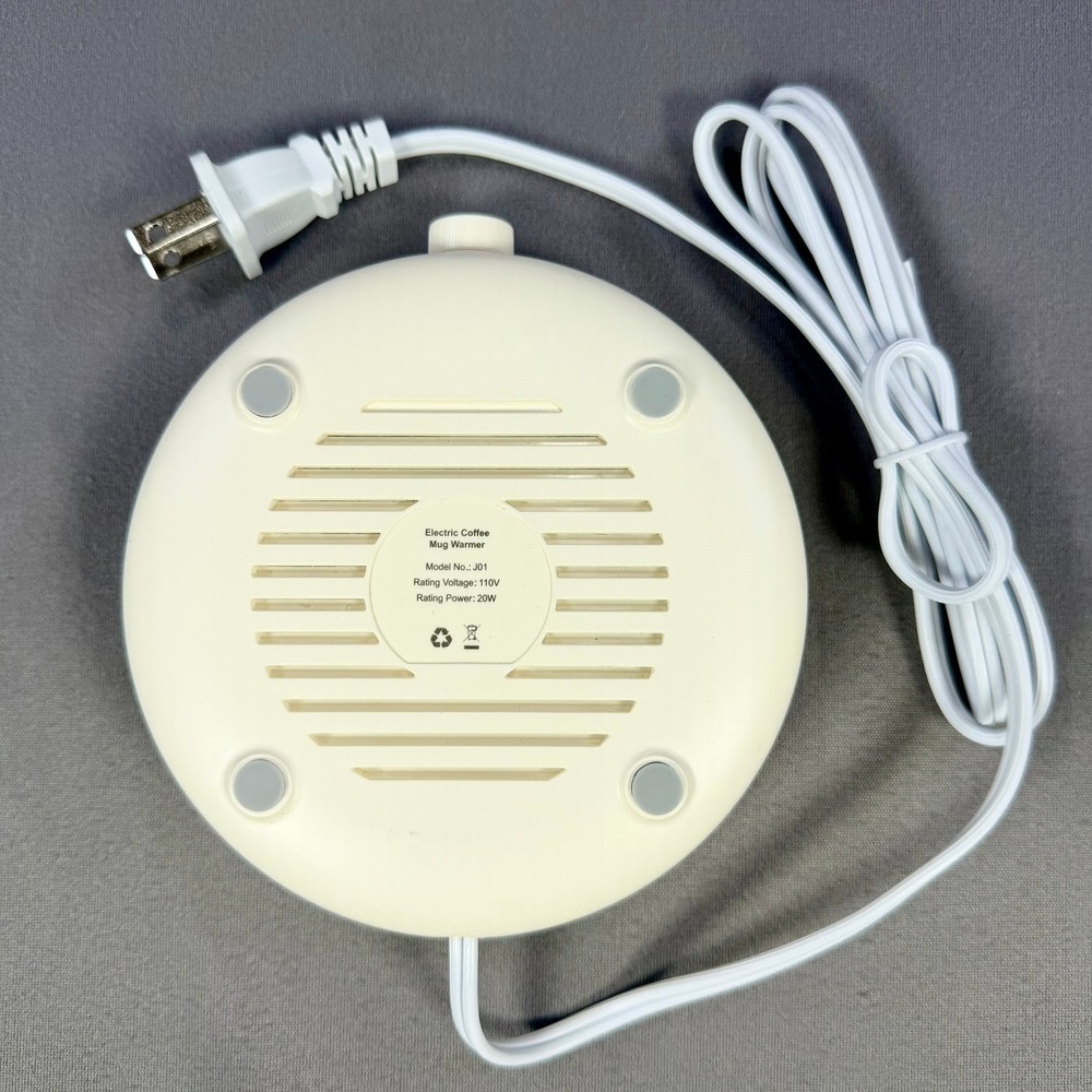 J01 Electric Mug Warmer OS White Adjustable Heat Office Desk Accessory - Picture 4 of 6